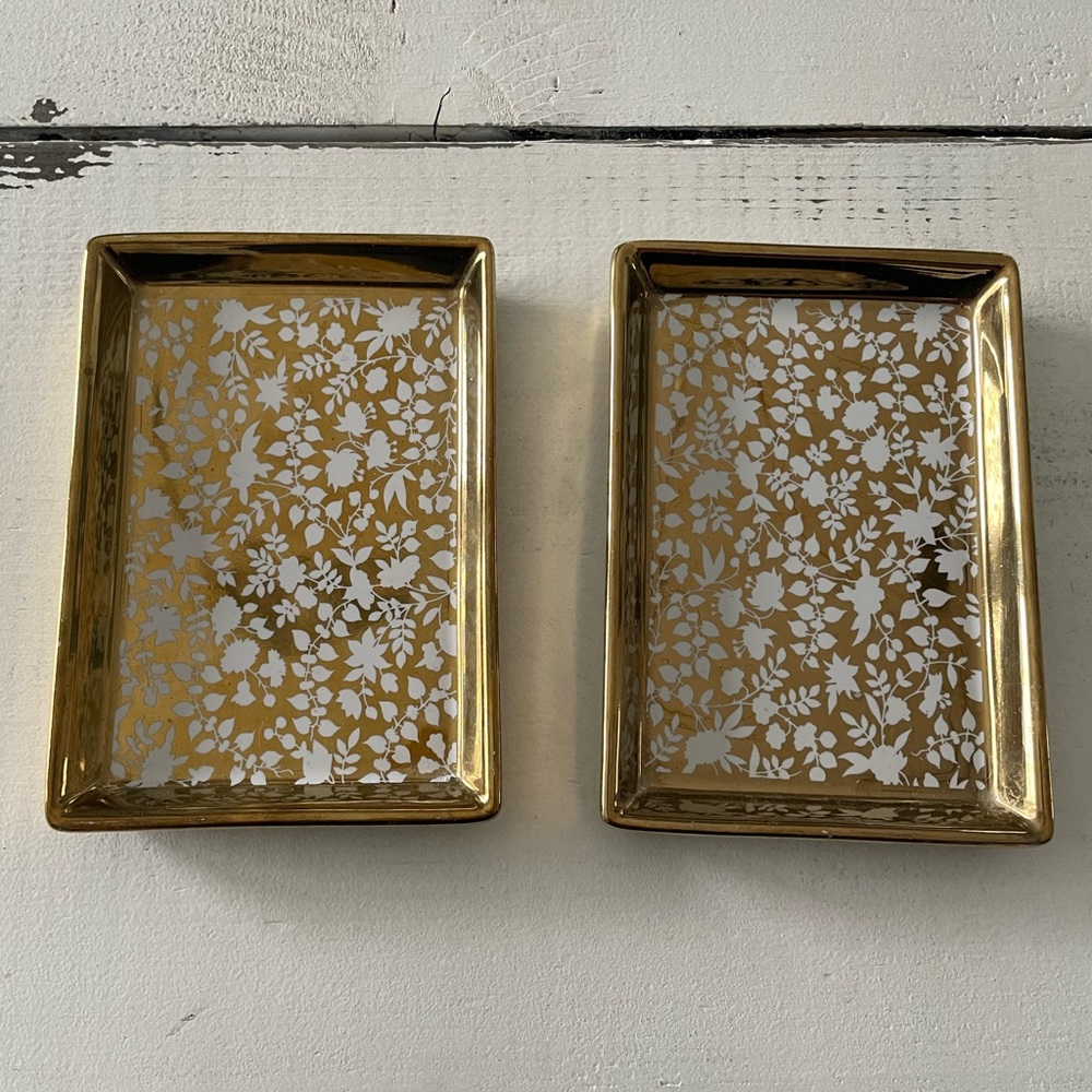 Fringe Studio Gold and Silver Floral Vanity Trays